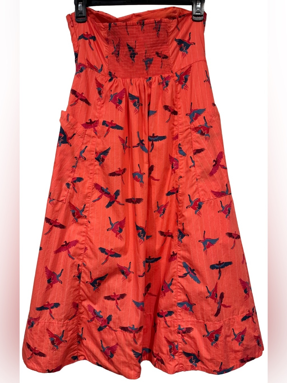 Free People 100% Cotton Sunshine Of Your Love Printed A-Line Sun Dress Coral 6 - Picture 6 of 10